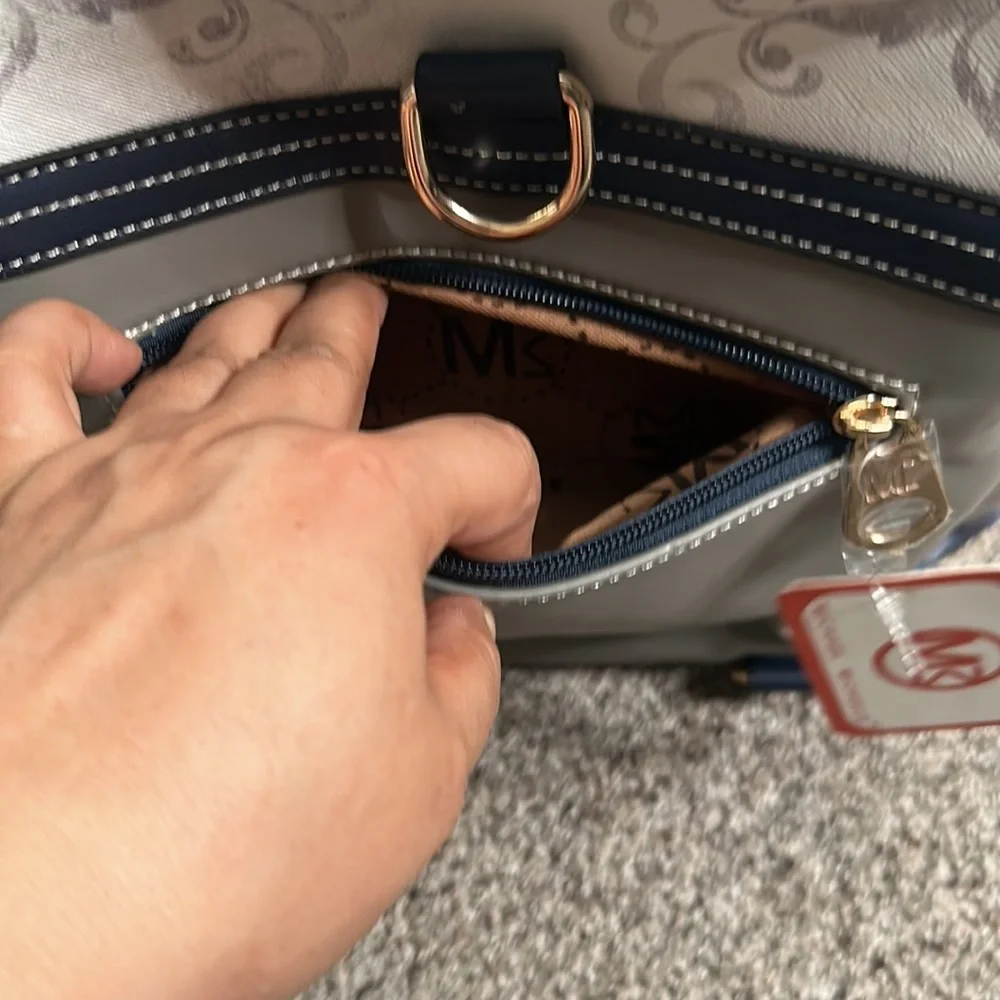 Michael Michelle bag pack navy blue gray